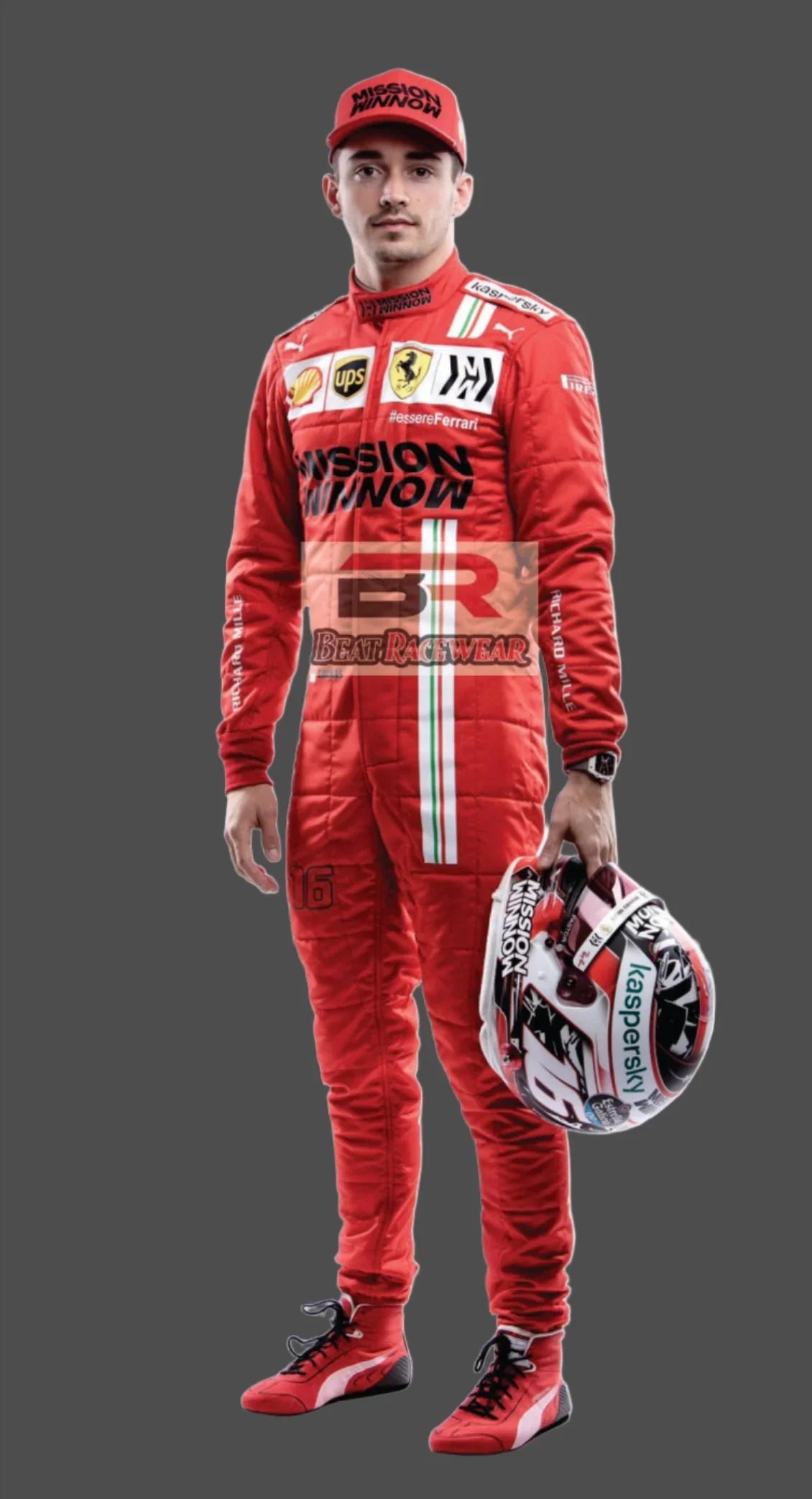 charles leclerc in new Ferrari race suit