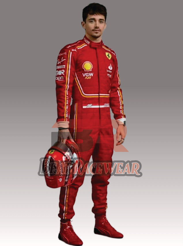 Charles Leclerc 2024 New Model Ferrari Racing Suit