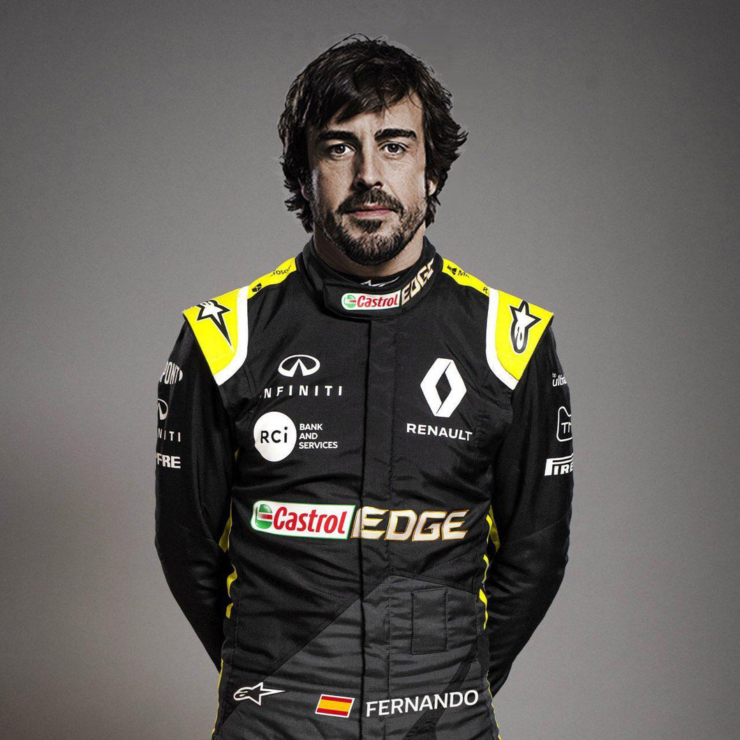 Fernando Alonso in a Renault race suit