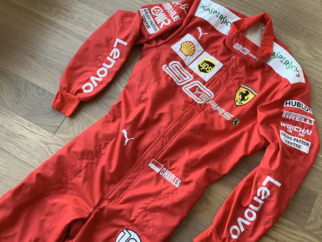 Charles Leclerc 2019 Ferrari 90 YEARS Replica Embroidered go kart race suit