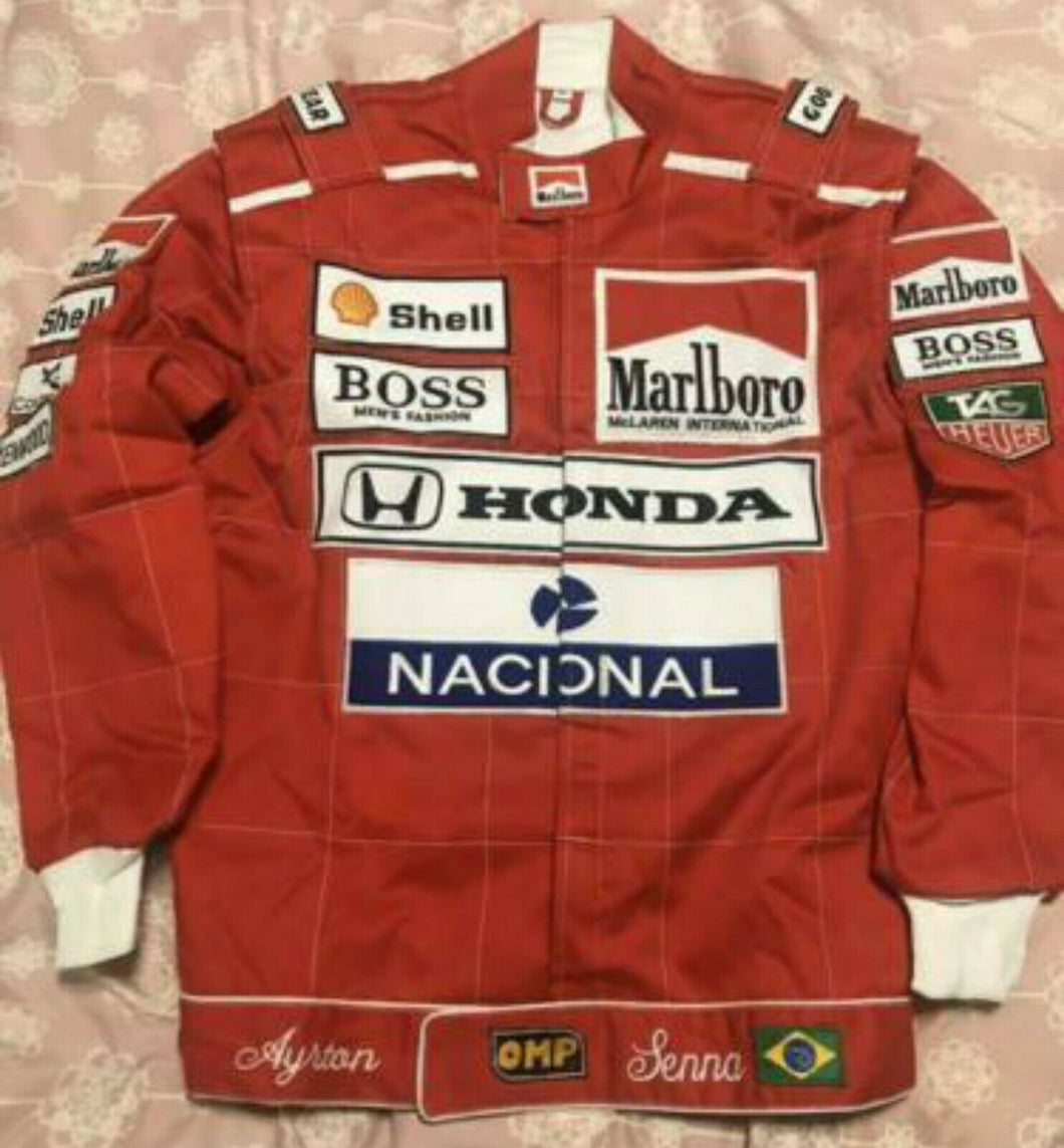 Ayrton Senna Replica Embroidered Patches go kart Jacket,In All Sizes
